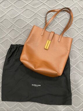 DeMellier Vancouver Tote Bag | Cognac Leather Tote with Gold Hardware